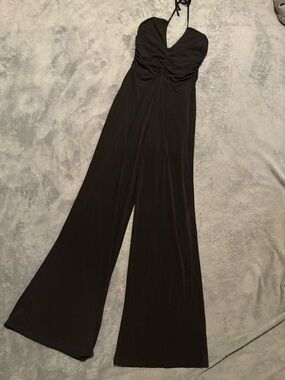 Black Halter Jumpsuit with Wide Legs